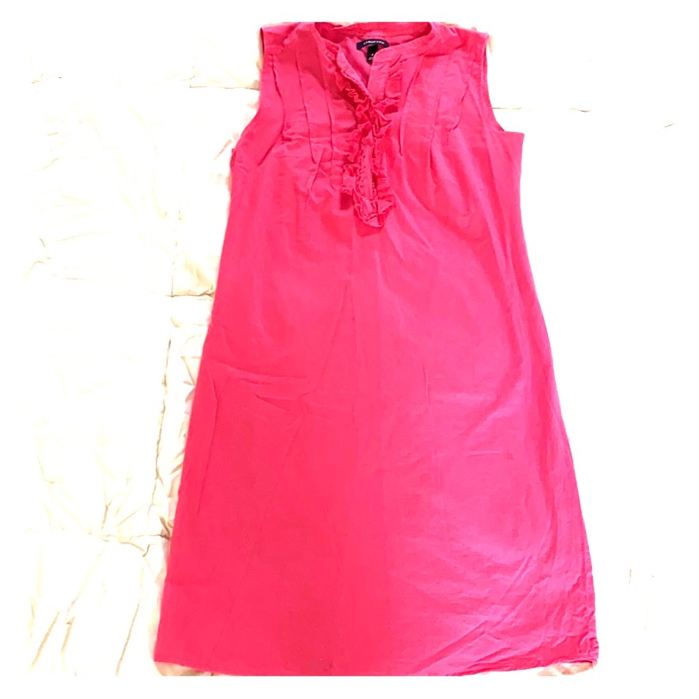 Lands End Pink ruffle button front dress size 4